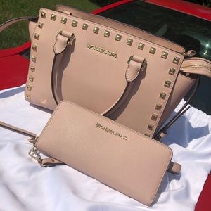 Michael Kors Studded Selma & Large Wallet